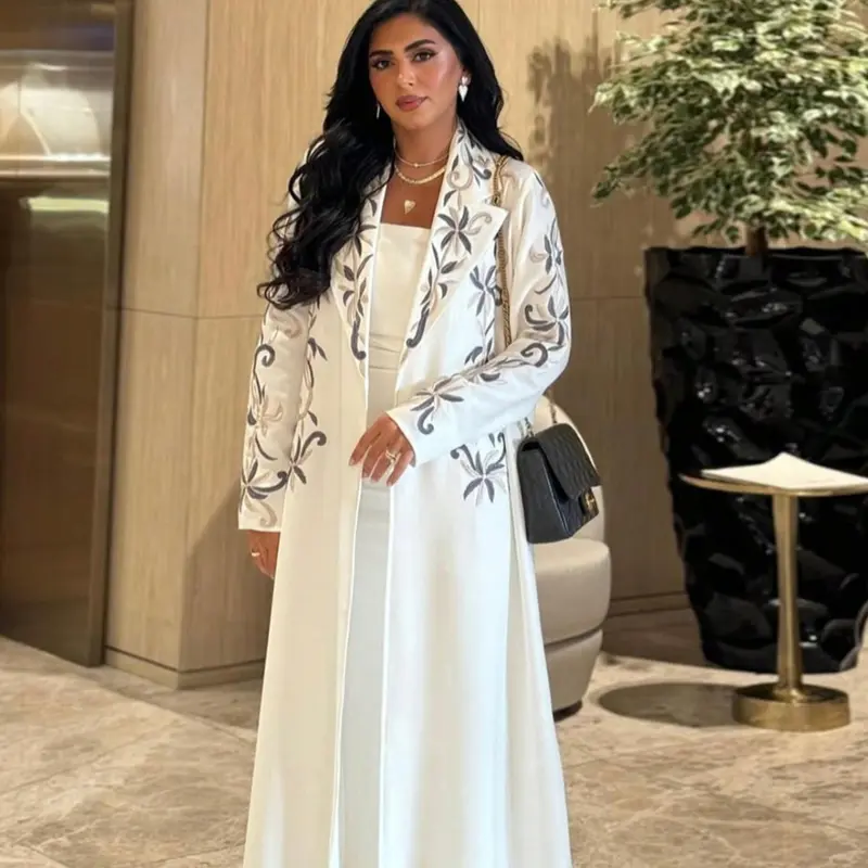 Women's Loose-Fit Floral Embroidered Long Abaya, Elegant Islamic Clothing Muslim Fashion Outerwear for All Seasons, Embroidery Abaya, Comfortable c