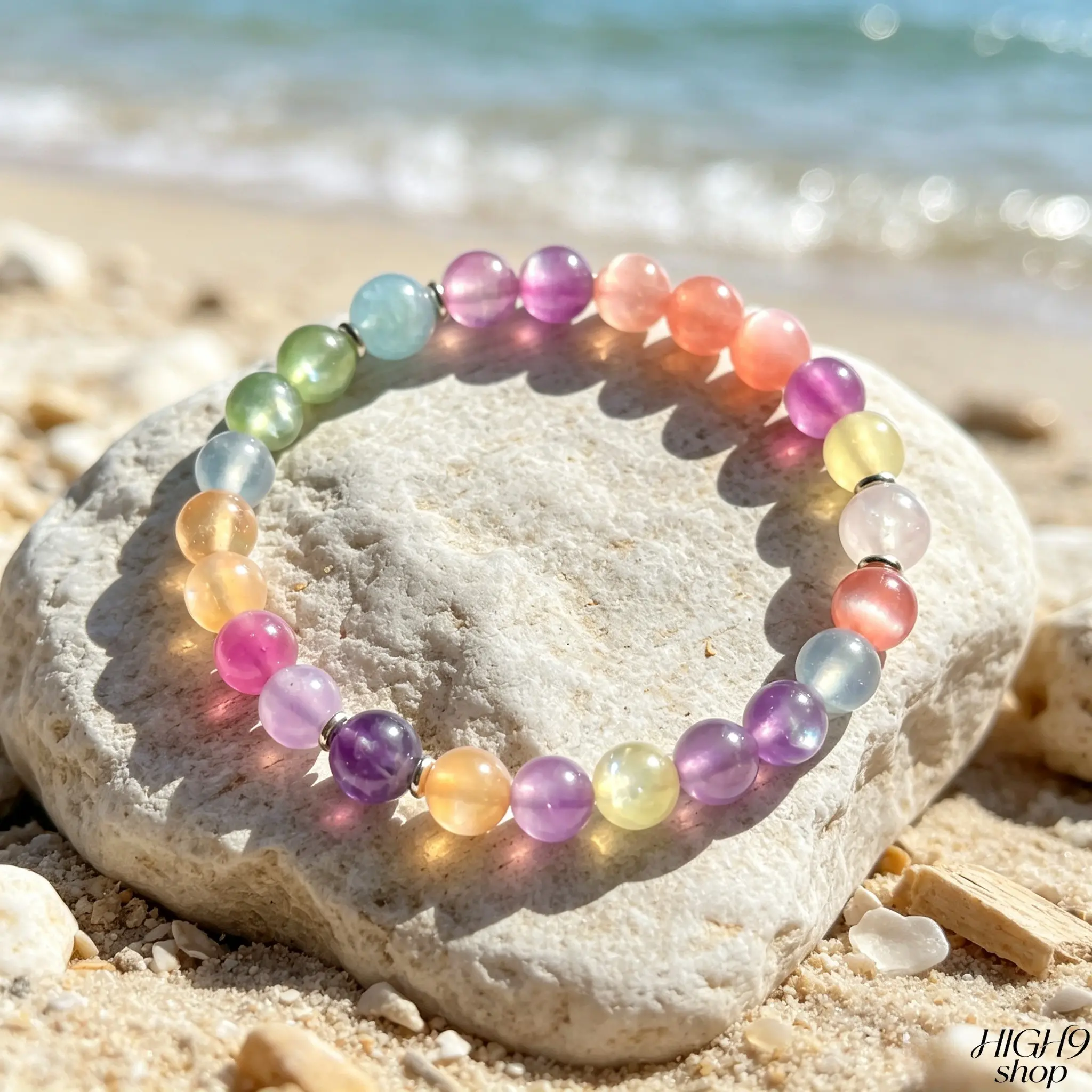 UV Sun Reactive Rainbow Beaded Couple Bracelets, Color Changing Boho Dopamine Jewelry For Summer Daily Wear