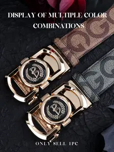 New Fashion Men's Belt: Letter Print, Alloy Auto - buckle, Ideal for Any Occasion, Perfect Gift for Young Men