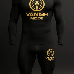 Vanish Mode Men's Compression Suits - Black with Gold Logo for Enhanced Performance and Comfort