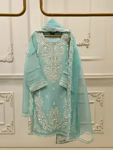 Aghanoor 3 Piece - Pure Organza Embroidered Suit