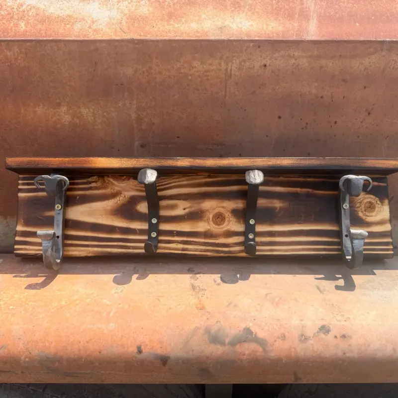 Rustic 4-Hook Hand Made Clothing Rack