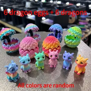 12pcs 3D Printed Crystal Dragon Egg Set with Decorative Gradient Dragon Figurine, Creative Desktop Decor, Perfect Gift for Kids & Holiday Parties