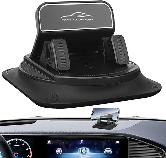 [Summervibes] Car Phone Mount: Supports 360-degree rotation, ideal for dashboard navigation use; allows for horizontal and vertical screen angle adjustment; features a non-slip design.
