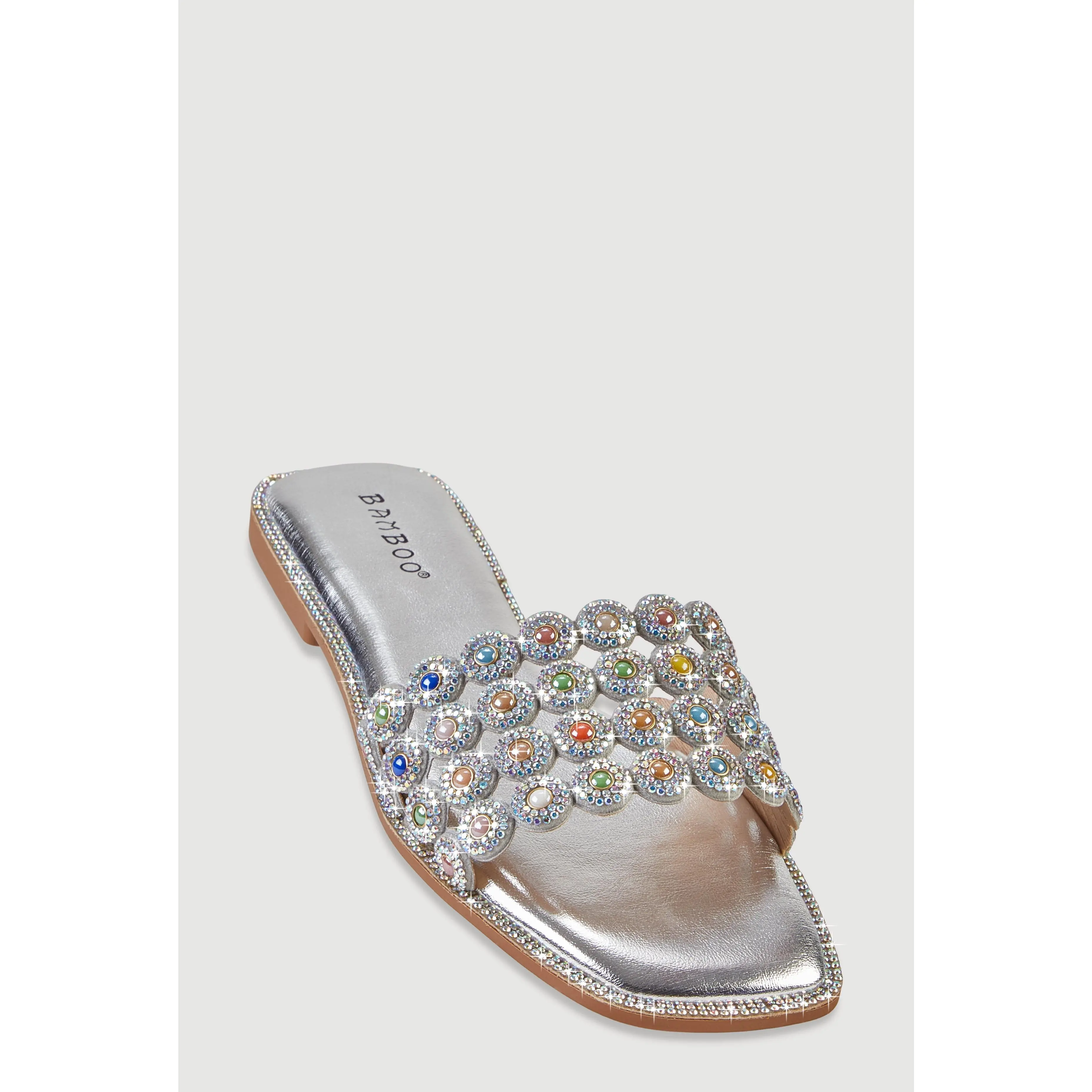 Gemstone Cutout Band Slide Sandals