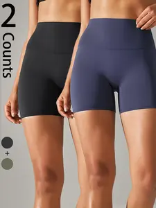 Women's Solid Color Sports Shorts, Breathable Comfortable High Stretch Yoga Shorts, Gym Clothes, Activewear, Ladies Sportswear for Indoor Outdoor Wear