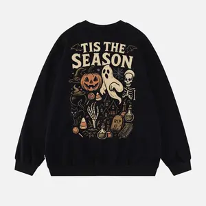Tis The Season Sweatshirt ?C Spooky Halloween Crewneck with Pumpkin, Ghost, Skeleton & Vintage Gothic Design