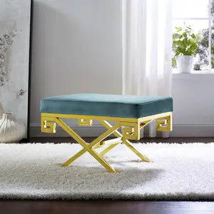 Modway Rove Velvet Performance Velvet Bench in Sea Blue