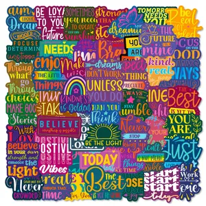50 inspirational text graffiti stickers, colorful English journal materials, stationery decorative stickers