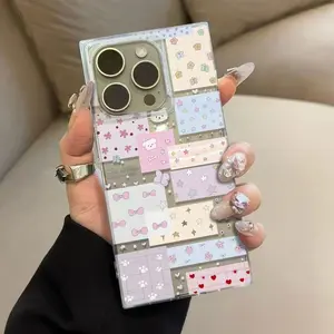 stars square Phone Case for use with iphone 17 air 16 pro max 15 plus 14 pro kawaii bow phone cases for iphone 13PRO/12PRO for girlies breezy bumper phone case