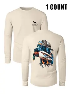 Men's Graphic Print Round Neck Casual Cozy Sweatshirt, Loose Casual Long Sleeve Crew Neck Pullover for Fall & Winter, Men's Clothes for Daily Wear, Menswear