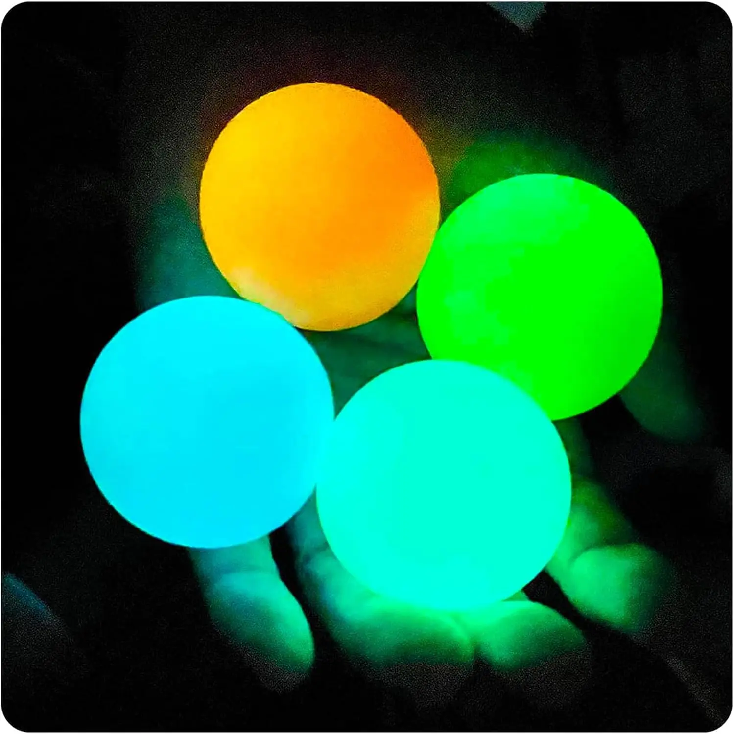 4Pcs Glow-in-the-Dark Sticky Astro Balls - Ceiling-Adhesive Stress Relief Toys,Cool Stocking Stuffers for Kids, Elevated LumiBalls (Sports & Outdoor Ball Sports Accessory)