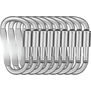 Carabiner Clip  D-Ring Locking Durable  and Light Large Carabiners Clip Set for Outdoor Camping Screw Gate Lock Hooks Spring Link Improved Design Pack (9 Pack)