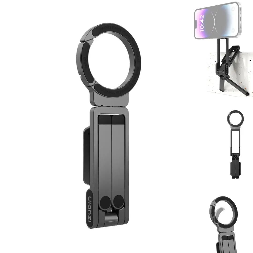 ULANZI Magnetic Phone Tripod for iPhone, MA38 Portable Phone Holder Mini Tripod for Magsafe with Double-Sided Strong Magnetic 1/4'' Arri Locating Hole Foldable Hook for iPhone 16 15 14 13 12