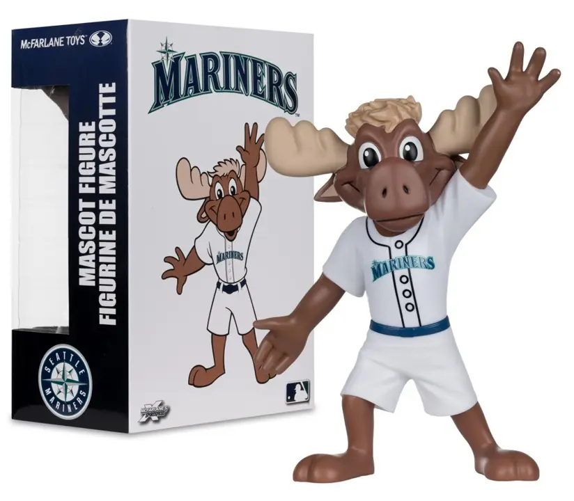 McFarlane Seattle Mariners Mariner Moose 8-in Vinyl Plastic Mascot Action Figure, Classic Novelty Toy, Collectible Mascot Figurine for Collectors, Adult Collectibles