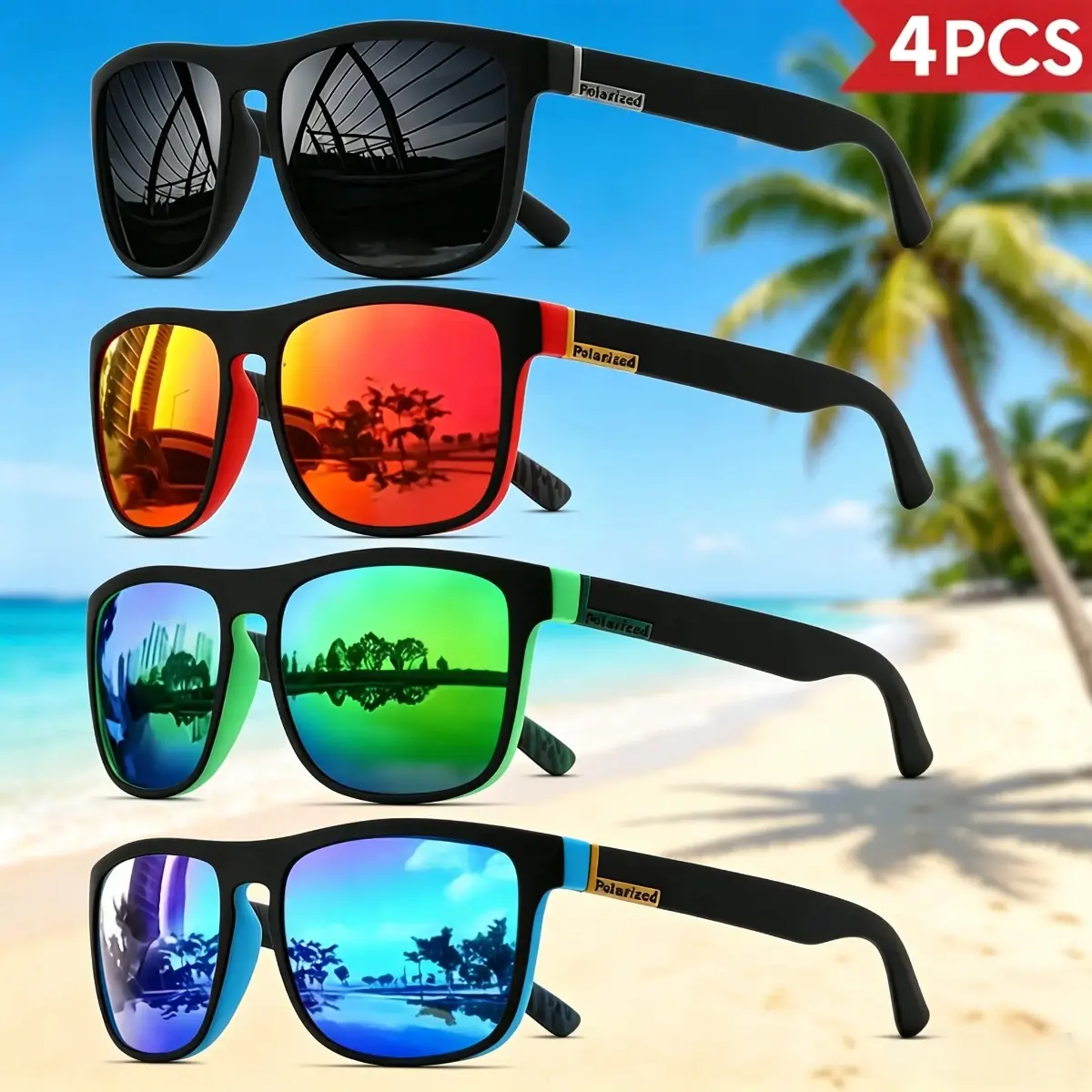 4-Pack Polarized Sports Sunglasses – UV400 Lightweight Driving & Fishing Shades for Men & Women
