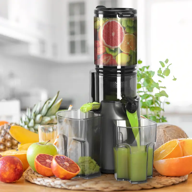 LQZ Cold Press Juicer, Slow Masticating Juicer Machines, 350W Juice Extractor, 4.3" Large Bore Feed Chute Fit Whole Vegetables and Fruits, Easy to Cle