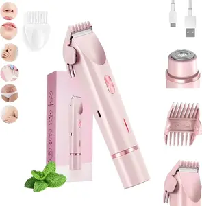 Trimmer 2.0 Dermave Bikini Shaver 2in1 Electric Bikini Trimmer IPX7 Waterproof Wet Dry Hair Trimmers with Dual Head Design for Body & Facial Hair Removal Pink