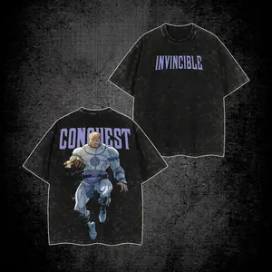 Conquest Viltrumite Acid Washed Shirt, Cosmic Villain Graphic Shirt, Invincible Character Shirt, Comic Fans T-Shirt, Vintage Washed Cotton Tee, Streetwear Graphic Tee