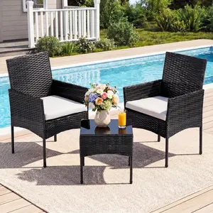 Patio Porch Furniture Sets 3,4Pieces PE Rattan Wicker Chairs with Table Outdoor Garden Furniture Sets,Suitable for courtyard relaxation and dining gatherings