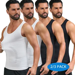 1/2/3 Pack Menswear Compression Shapewear Vest Tank Top UnderwearSleeveless Breathable Tummy Control Lightweight Stretchy Sports Soft Suits Fitted