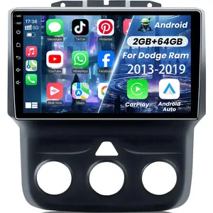 9 Inch Android Radio for【Dodge Ram Manual AC 2013 2014 2015 2016 2017 2018 2019】Android 13 Touch Screen Stereo, Carplay/Android Auto/HiFi Audio/SWC