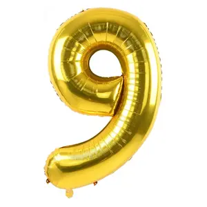 34 In. Gold Number 9 Balloon