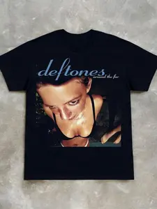 Deftones Band T-Shirt, American Retro Vintage Streetwear Fashion, Fitted Casual Style, All Seasons, Letters Pattern, High-Street Must-Have