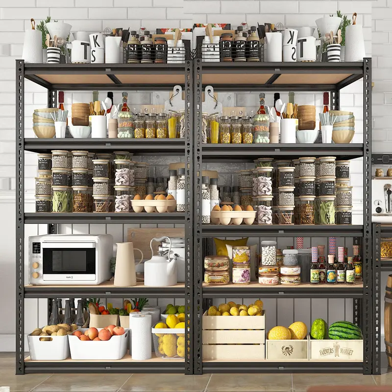 Raybee Furniture 72" Heavy Duty Garage Storage Shelves, 1500-2000LBS  Adjustable Garage Shelf, 5 Tier Metal Storage Shelving Unit, for Craft Warehouse Pantry Basement Organizer Utility Rack