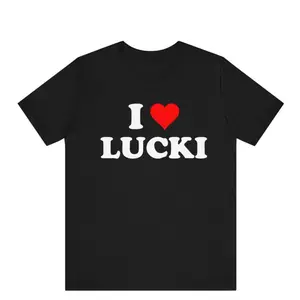 Funny Graphic Tee,I love Lucki, Funny T- Shirt, I heart Lucki, Rapper Graphic , I Love Lucki I Heart Lucki , Red Heart T-Shirt, Shortsleeve, Casual