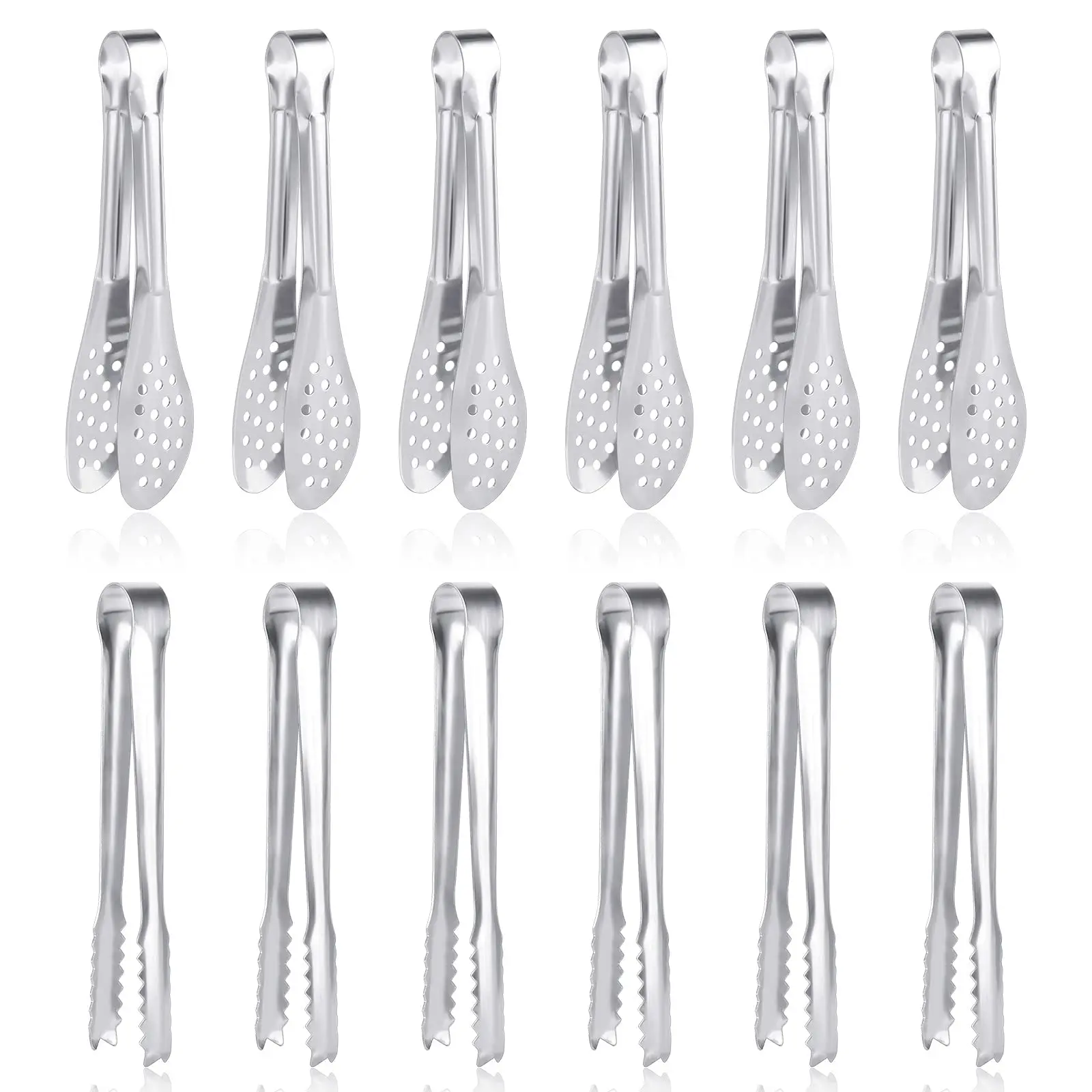12-Pack Premium Small Serving Tongs - Mini Stainless Steel Kitchen Accessories Utensils for Appetizers, 5In, 5.2In(12.7cm) Cooking Utensils