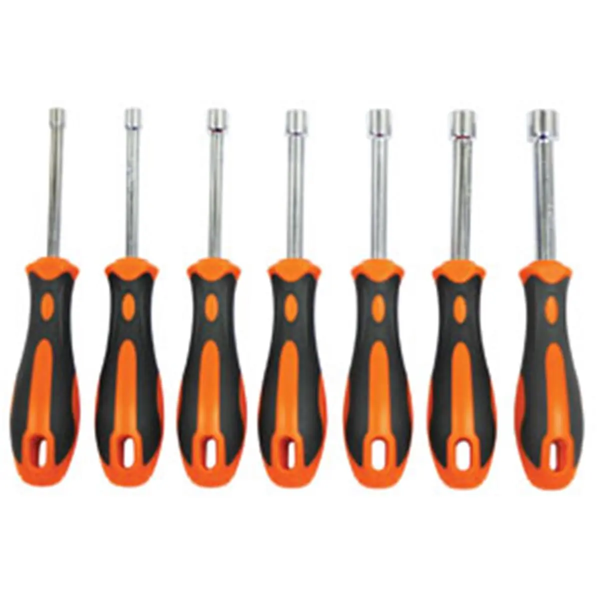 212 MAIN 7-Pc. Fractional Nut Driver Tool Kit Set, Hollow Shaft, Leverage Holes, Size IDs, Soft Grip Hand Tool for Screwdriver & Hardware Tasks