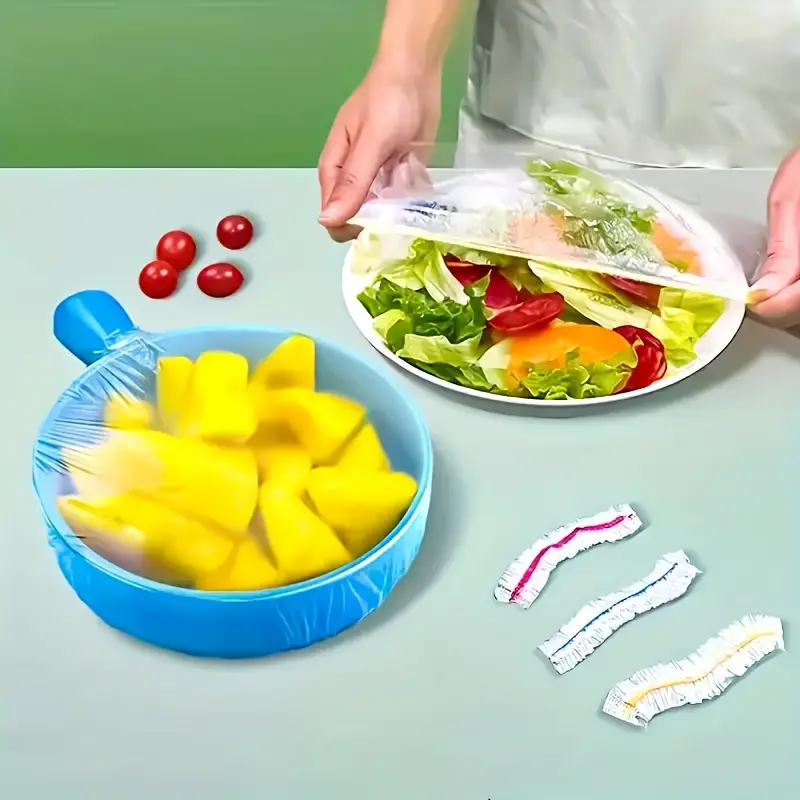 100pcs Flexible Fresh Food Packaging - Retractable Clear Plastic Plate Lid, Single Use Odorless Kitchen Film, Suitable for Home, Restaurant, Picnic - Multi-purpose, Odorless, Dustproof, Fits All Plate Sizes - Ideal for Home Openings # mothersday Reusable