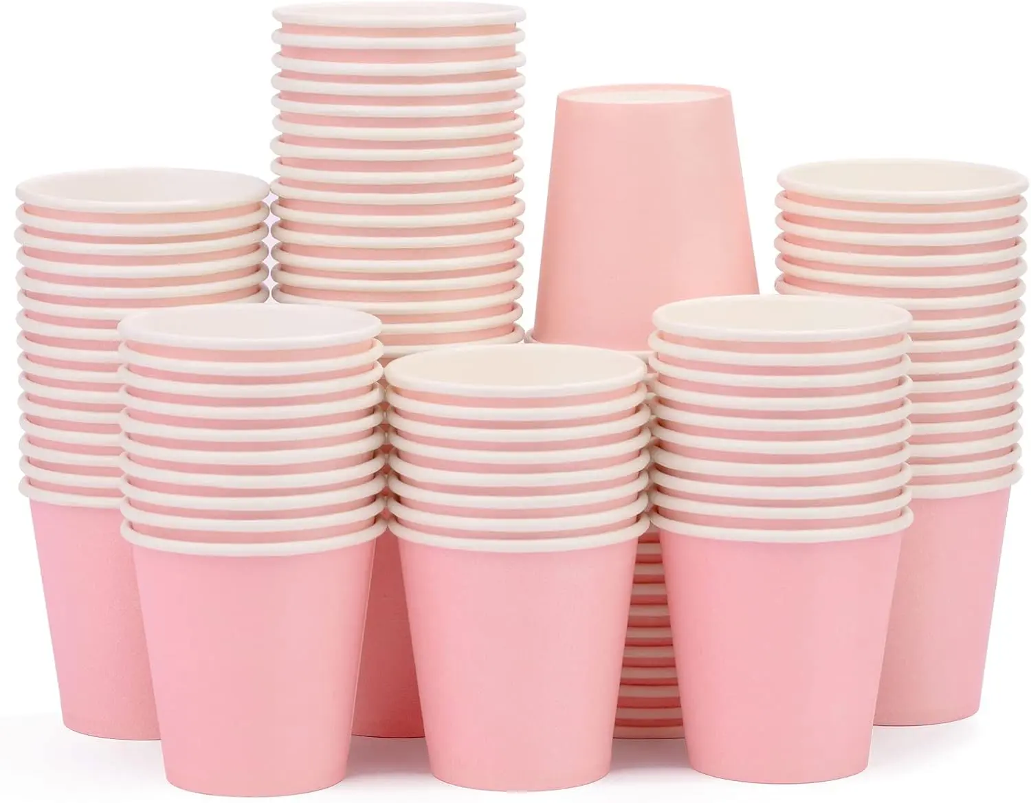 Pink Paper Cups 100 Pack 3 oz , Small Disposable Bathroom & Mouthwash Cups for Water, Beverage Tasting, Parties, Home, Office & Everyday Use