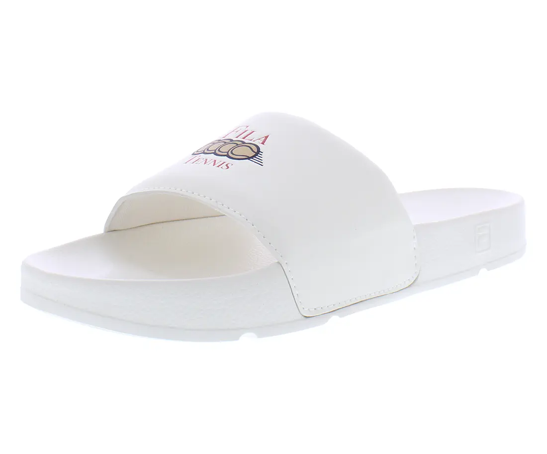 FILA Slides for Men, Drifter CC Athletic Logo Sandal, Casual Slip-On Open Toe Summer Beach Footwear, Slipper