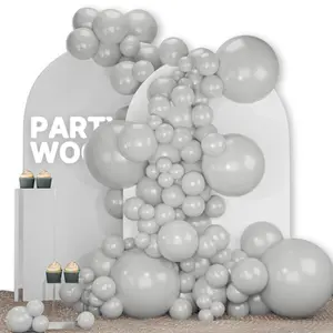 PartyWoo Grey Balloons 140pcs Different Sizes Pack of 18 12 10 5 Inch Light Pastel Pale Gray Latex Balloon Arch Kit Garland for Baby Shower Graduation Wedding Birthday Party Decorations Gray-Y76