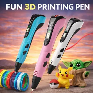 Newest 3D Printing Pen Set with LCD Display Screen PLA Filament USB Adapter & 22 Design Drawing Book Creative DIY Gift for Kids Birthday New Year Present   ideal   birthday   gift Fun Digital Creativity