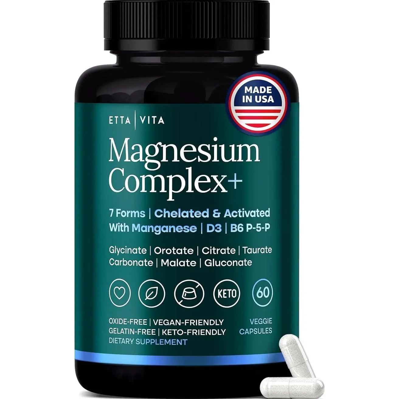 High Absorption Magnesium Glycinate Complex 500mg, 7-in-1 with Vegan D3 | Oxide-free and filler-free, 7 bioavailable forms including glycinate, citrate & malate for sleep, cramps & stress, vegan, USA