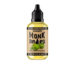 Monk Drops - 100% Monkfruit Liquid Sweetener, Zero Glycemic, Zero Calories, Zero Sugar, No Added Water, Concentrated Monk Fruit (350 Servings, 1.5 Fl Oz)