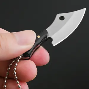 Mini Stainless Steel Knife Keychain with Leather Case, Portable Utility Knife, Convenient Opening Tool, Small Straight Blade