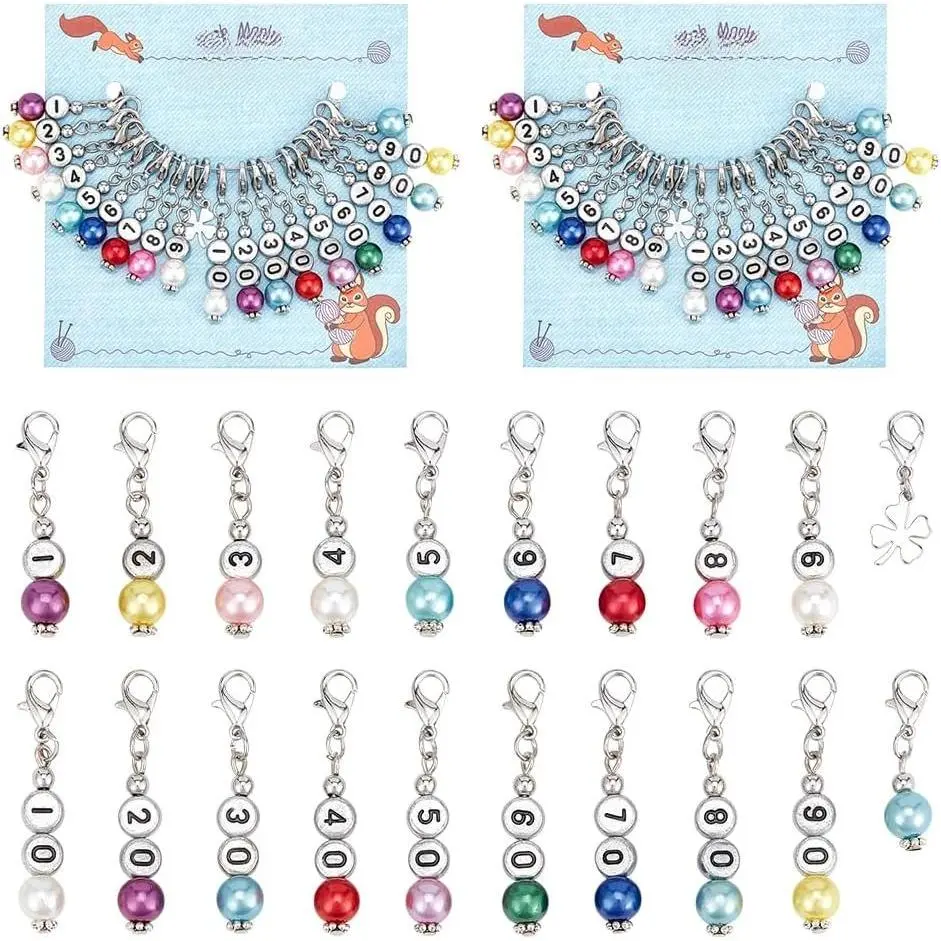 40 count Number Beads  Markers,   Crochet Marker Removable Lobster Clasp Locking Knitting Markers for Knitting Weaving Sewing  Making