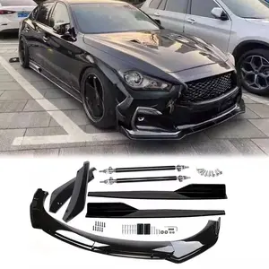 1 Set Universal Glossy Black Front Rear Bumper Lip Spoiler Splitter Body Kit Side Skirt