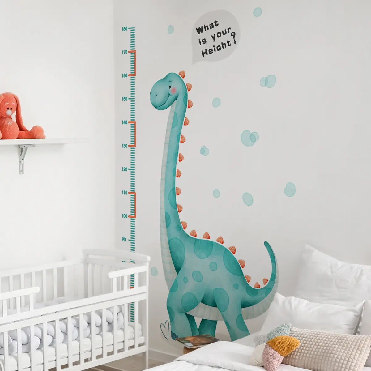 A set of two (30*90cm*2pcs) creative hand-painted interesting dinosaur height Adhesive Stickers Wall Art Stickers for living room and bedroom decoration background wall stickers (M14612-NL)