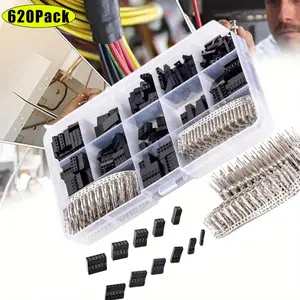 620 Pcs 2.54mm/0.1" Connectors,Wire Jumper Cable Pin Header Connector,Housing Assortment Kit,Male Female Crimp Pin Connector Terminal Pitch With Plastic Box,Hand Tools Kits diy Tool Kit