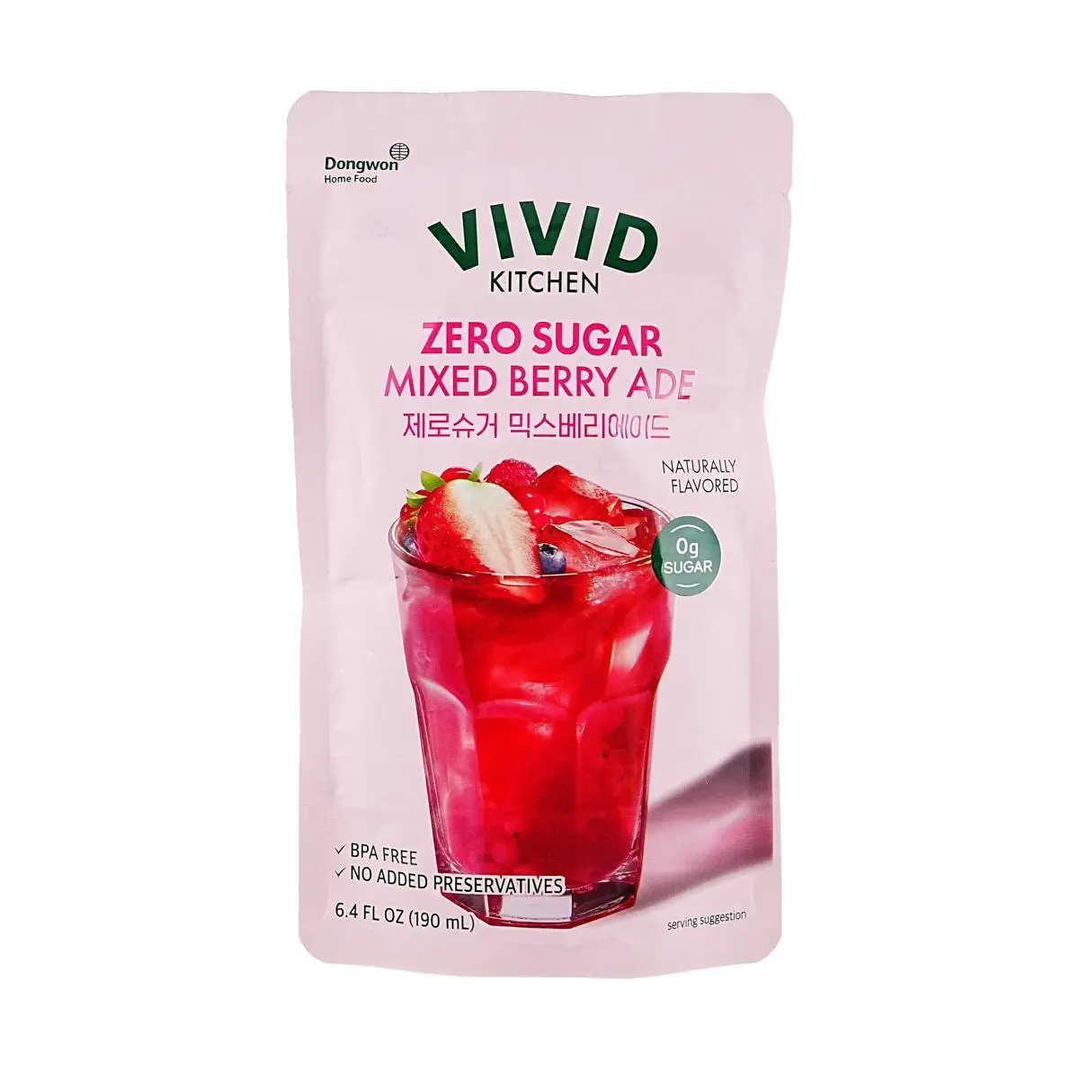 VIVID Dongwon Korean Sugar-Free Mixed Berry Juice Drink 190ml - 0 Sugar 0 Calorie 0 Fat, K-Beauty & Convenience Store Favorite, Refreshing Beverage