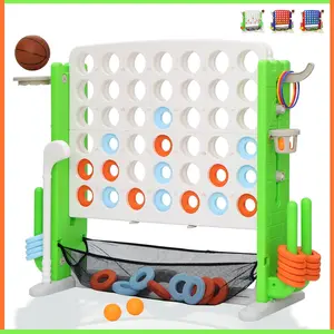 Tik Tok Giant 4-to-Score Giant Premium Plastic Party Game for Kids & Adults, Indoor & Outdoor, BPA-Free with Carrying Bag, Basketball Hoop & Ring Toss, 4-to-Score Connect Games for Indoor/Outdoor Fun, Blue, Red, Yellow, Orange , Green, White, Large
