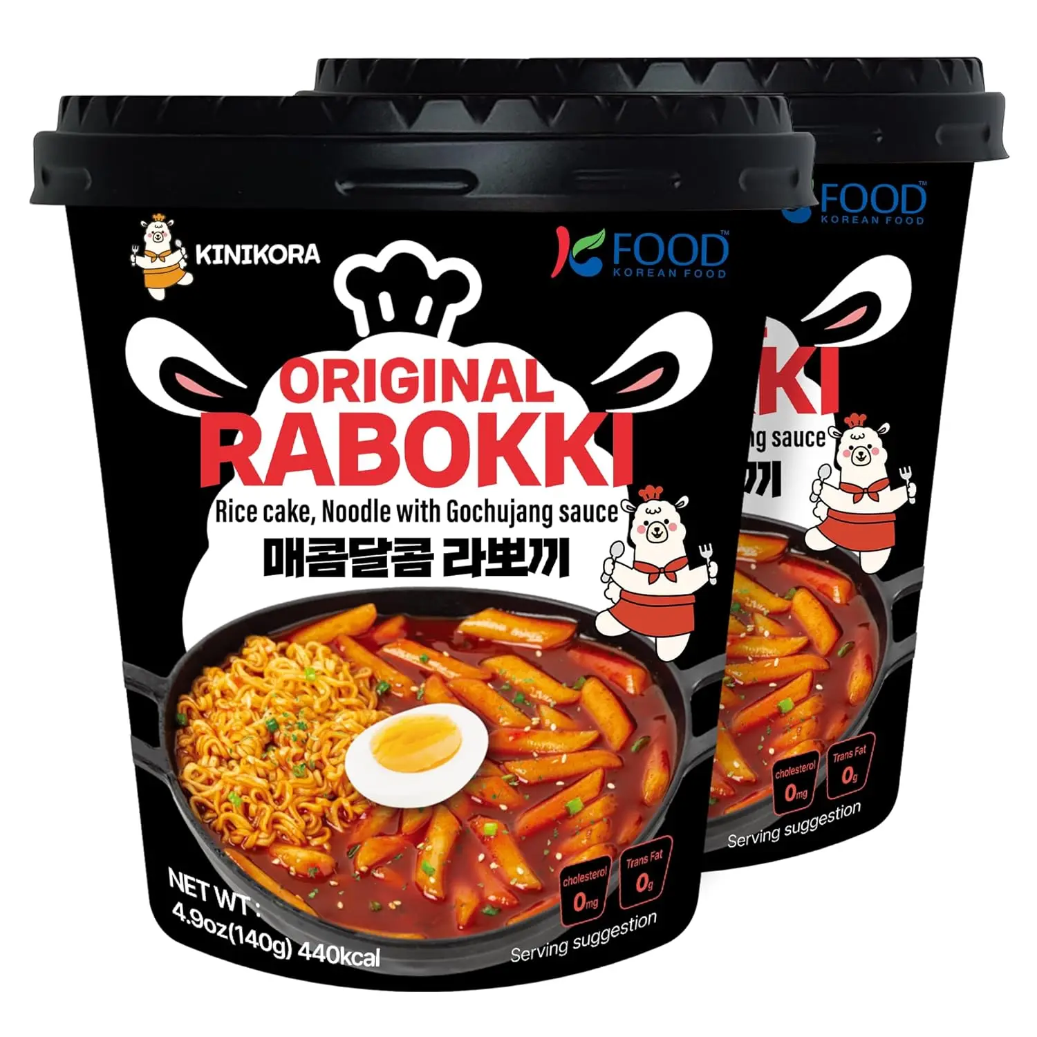 KINIKORA Premium Instant Rabokki Cup - Swicy Flavor, 2 Cups, Korean Ramen & Tteokbokki, Quick and Easy Street Food