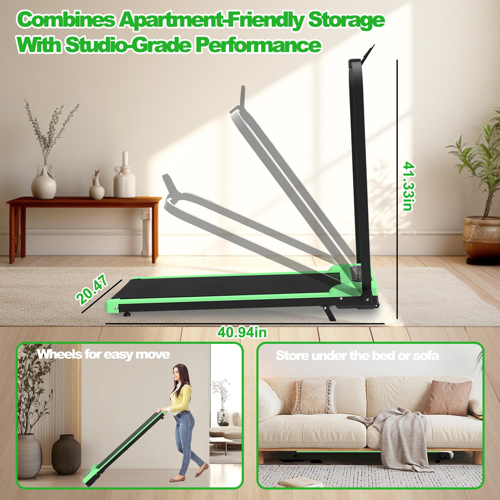 【KINMAC】Foldable Treadmill with Handle Bar & Incline 2 in 1 Upgrade Portable Under Desk Walking Pad Vibration Pad Remote Control for Home Office Small Spaces