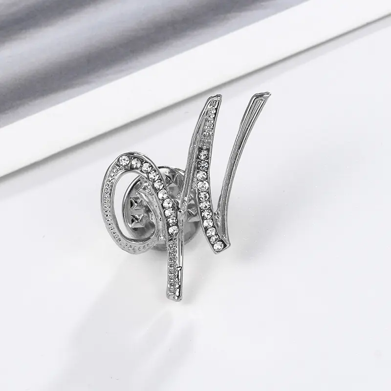 Initial Letter Brooch Pin Small Lapel Pin Tie Tack Name Personalized Gifts for Women Men Silver Initial Letter Brooch Pin Small Lapel Pin Tie Tack Name Personalized Gifts for Women Men Silver