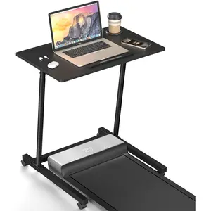 Treadmill Desk, Mobile Small Standing Desk with Wheels for Walking Pad, Portable Table for Laptop, Rolling Table Adjustable Height, Bedside Table,Black